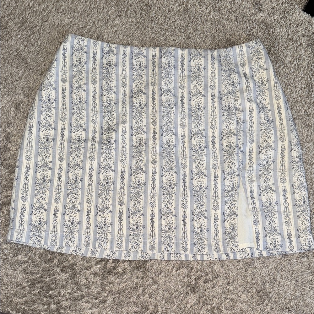 Blue and White Patterned Women's Skirt